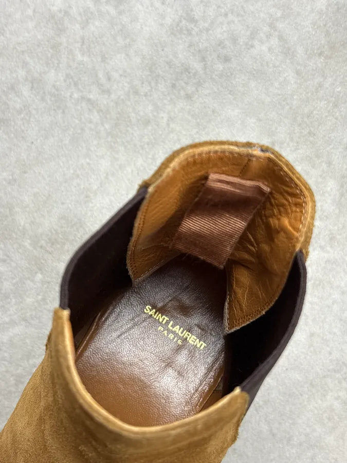 Saint Laurent Paris Wyatt Suede Beige Leather Boots gQgrDSh 8