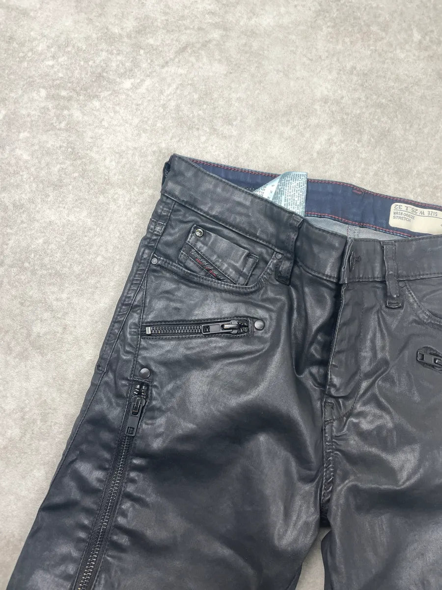Diesel Black Denim Moto Zip Super Skinny Jeans bpBEZXyt 5