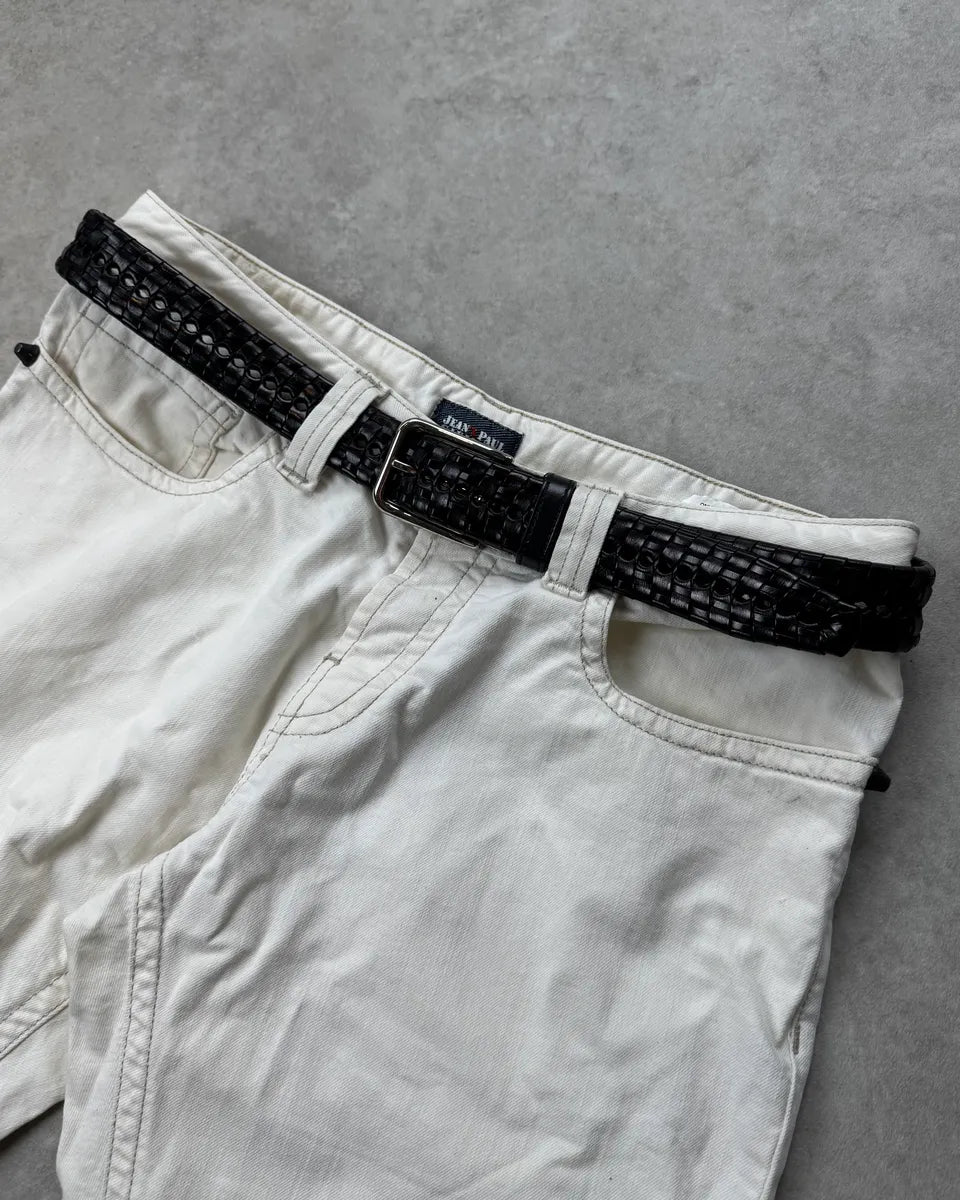 Brioni Black Leather Braided Belt RUKegBA 1
