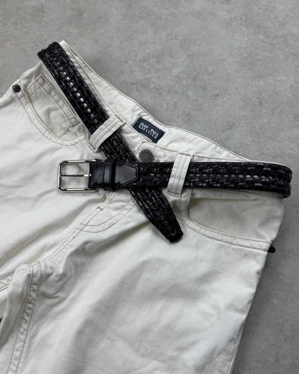 Brioni Black Leather Braided Belt RUKegBA 2