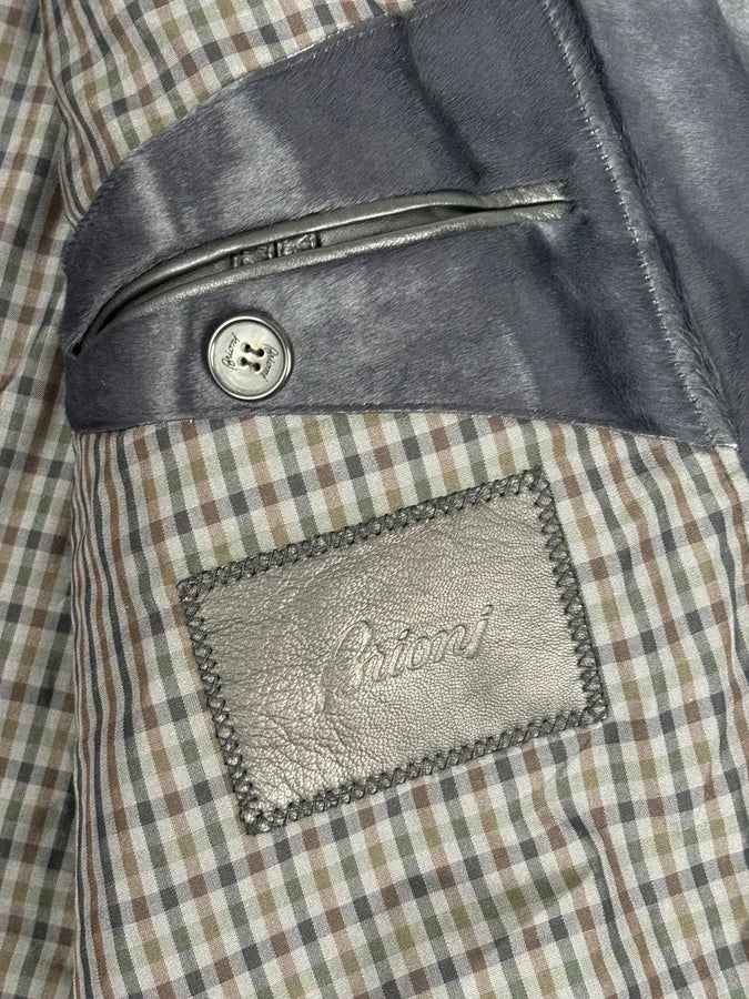 Brioni Dark Black Pony Hair Leather Jacket zODlKgw 9