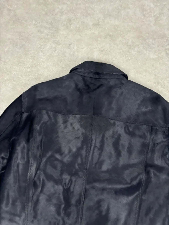 Brioni Dark Black Pony Hair Leather Jacket zODlKgw 5