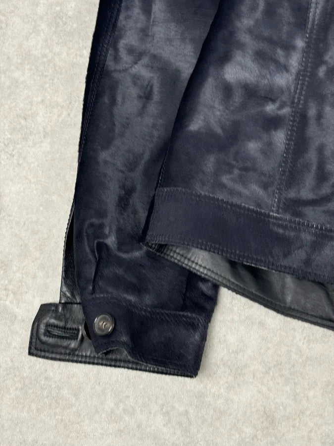 Brioni Dark Black Pony Hair Leather Jacket zODlKgw 8