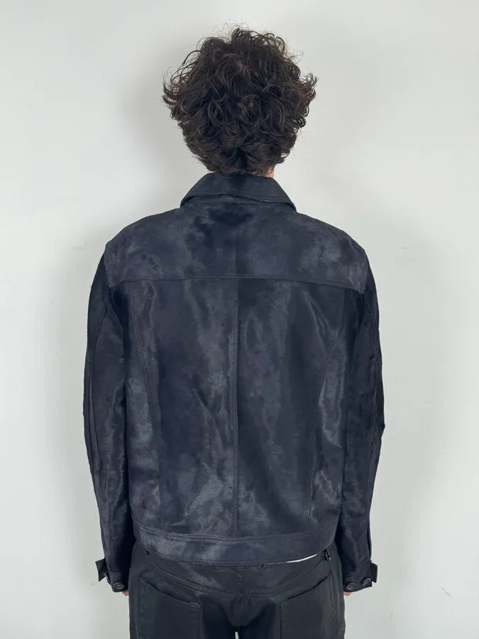 Brioni Dark Black Pony Hair Leather Jacket zODlKgw 2