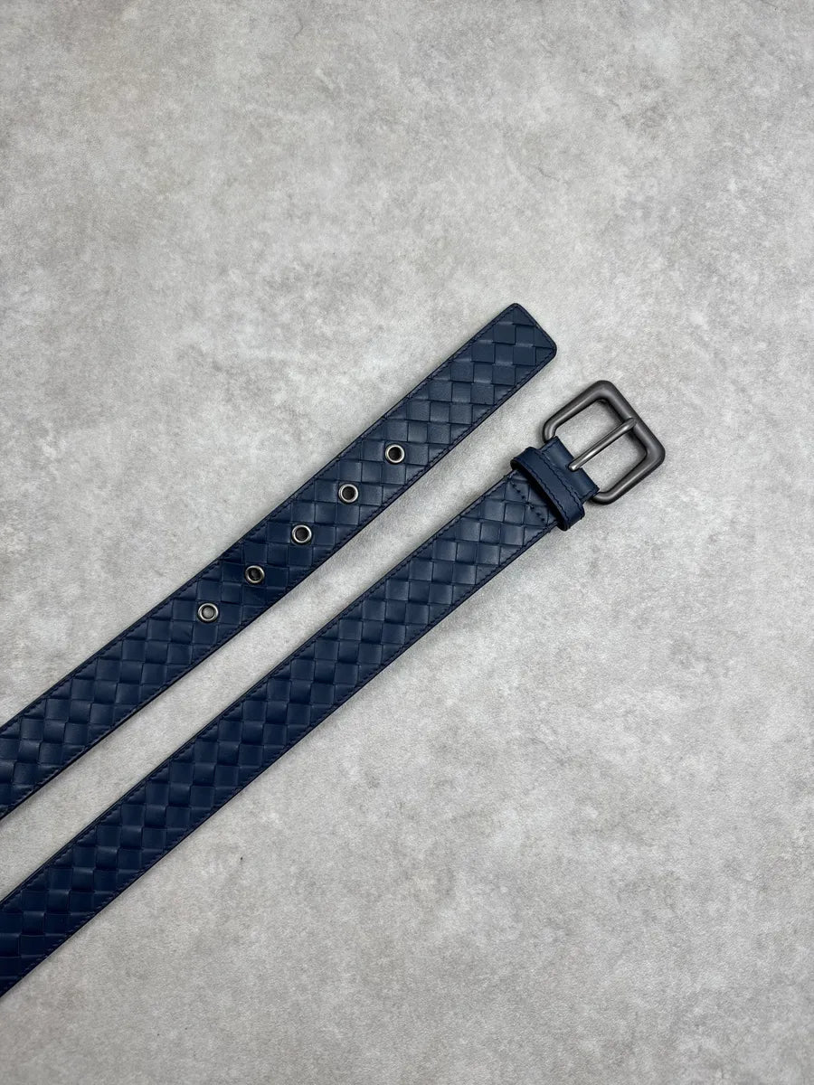 Bottega Veneta Navy Woven Leather Signature Belt brtqIvUh 2