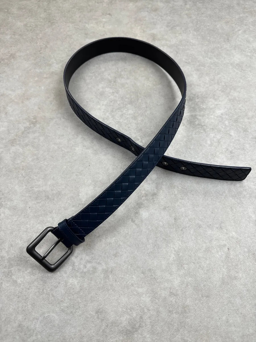 Bottega Veneta Navy Woven Leather Signature Belt brtqIvUh 1
