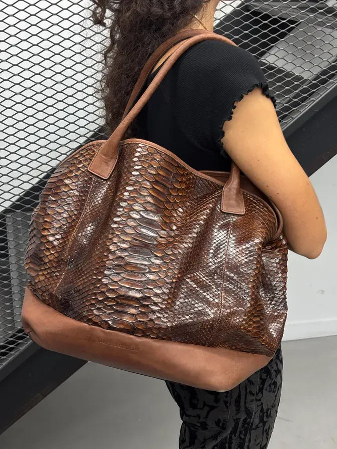 Brunello Cucinelli Brown Python Tote Bag IPGskNj 2
