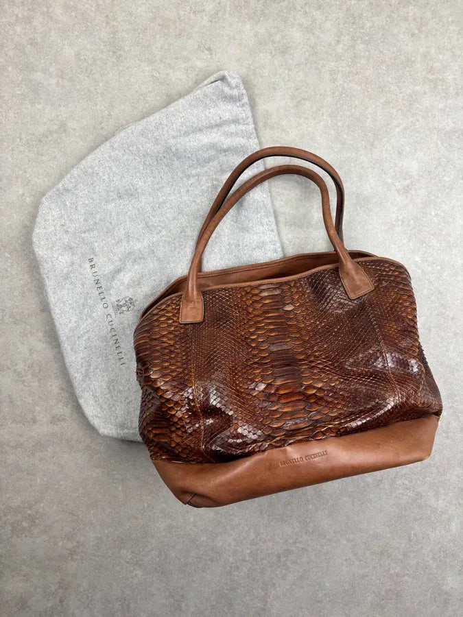 Brunello Cucinelli Brown Python Tote Bag IPGskNj 3