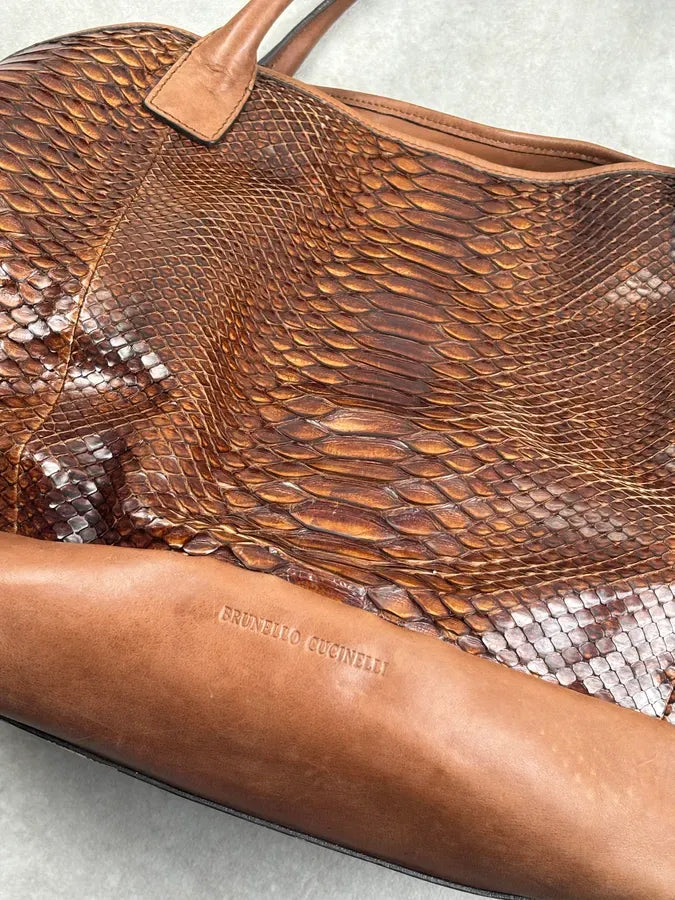 Brunello Cucinelli Brown Python Tote Bag IPGskNj 6