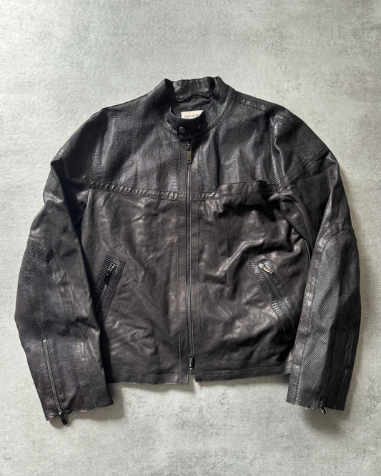 AW2005 Emporio Armani Cracked Biker Leather Jacket  (L) - 1