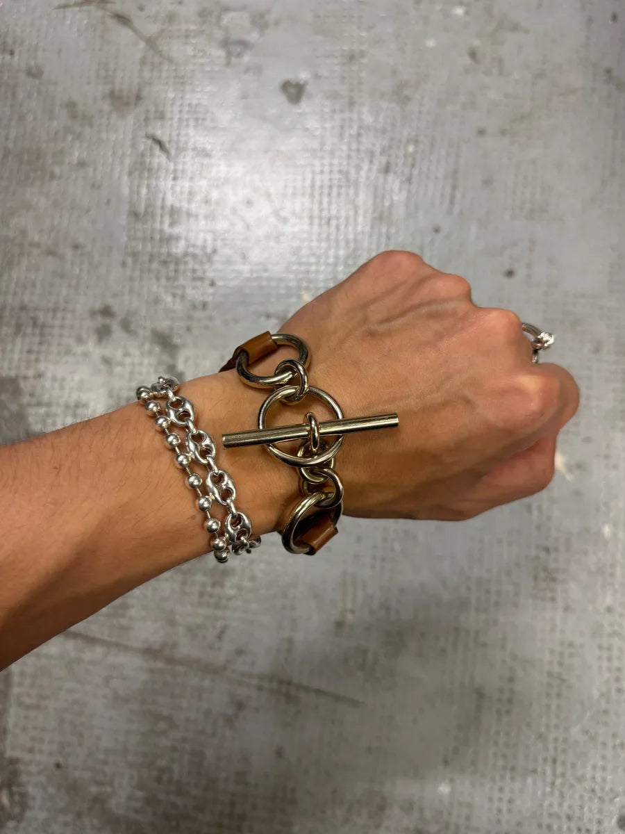 Burberry Anchor Chain Brown Leather Bracelet hGsrhcd 0