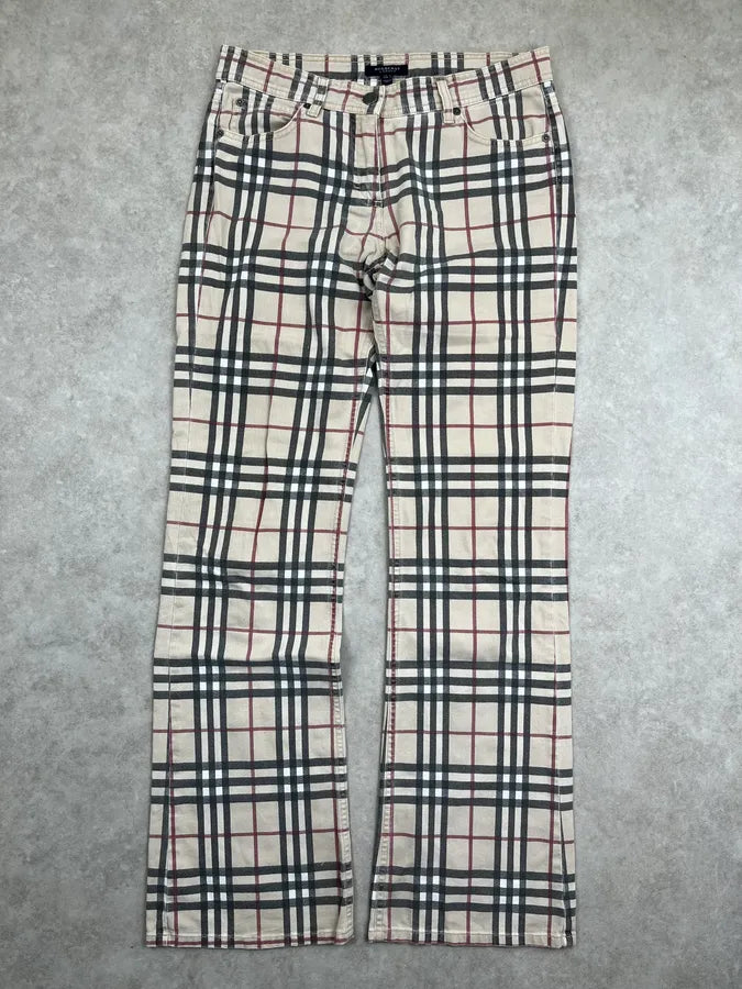 Burberry Beige Tartan Checkered Pants uwWOgRo 0