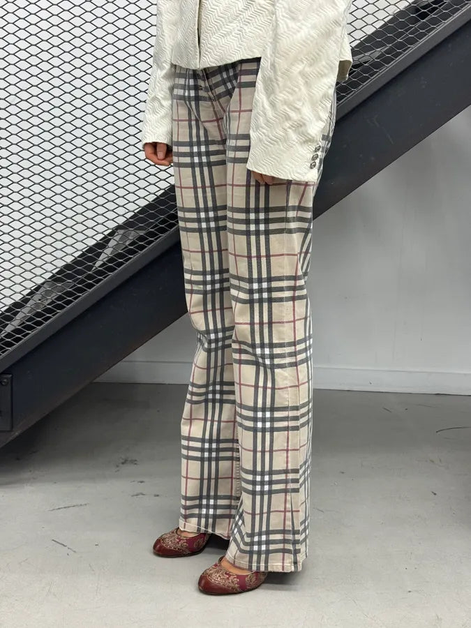 Burberry Beige Tartan Checkered Pants uwWOgRo 2
