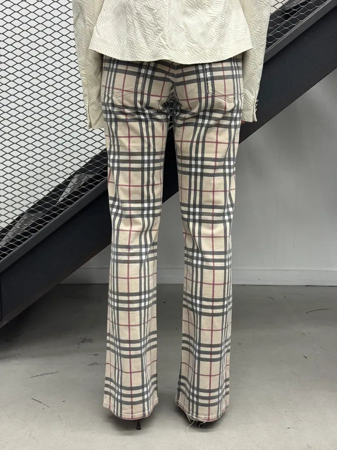 Burberry Beige Tartan Checkered Pants uwWOgRo 3