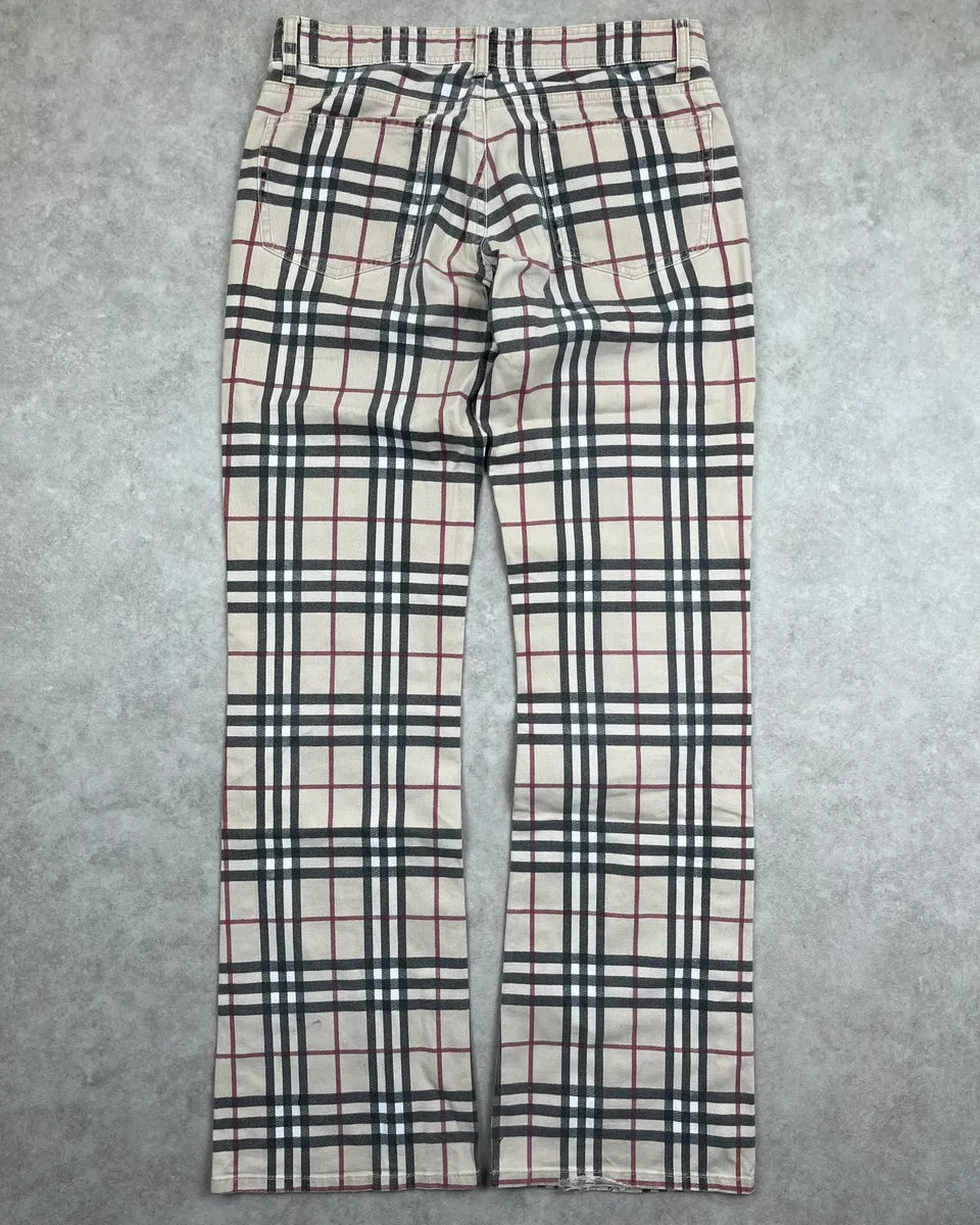 Burberry Beige Tartan Checkered Pants uwWOgRo 4