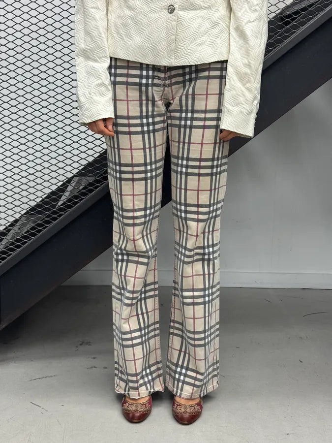 Burberry Beige Tartan Checkered Pants uwWOgRo 1