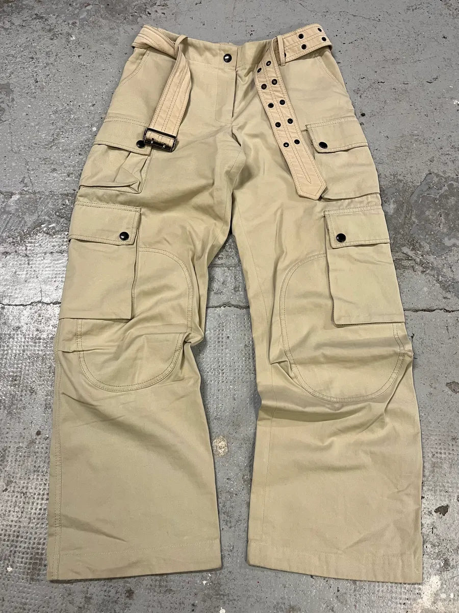 Burberry Beige Multi Pockets Belted Cargo Pants usUJxMV 0
