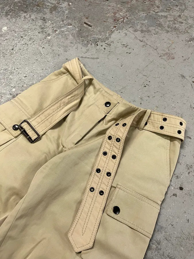 Burberry Beige Multi Pockets Belted Cargo Pants usUJxMV 4