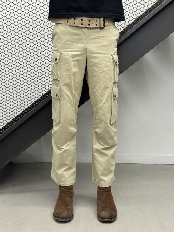 Burberry Beige Multi Pockets Belted Cargo Pants usUJxMV 1