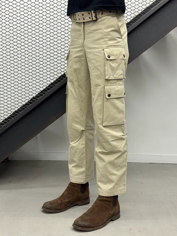 Burberry Beige Multi Pockets Belted Cargo Pants usUJxMV 2