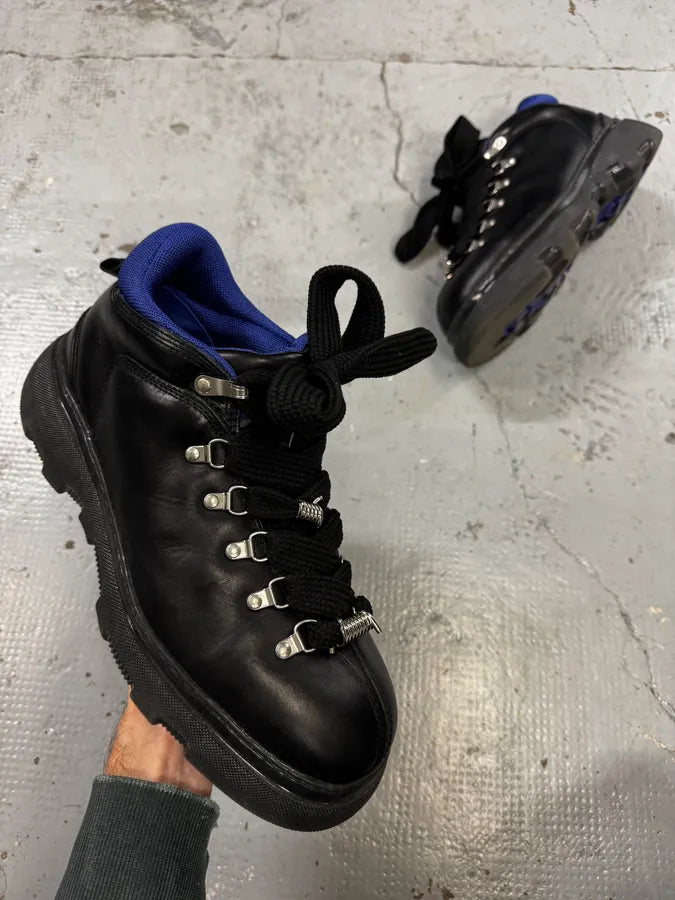 Burberry Black & Blue Leather Treck Low Hiking Boots siAPuQY 0