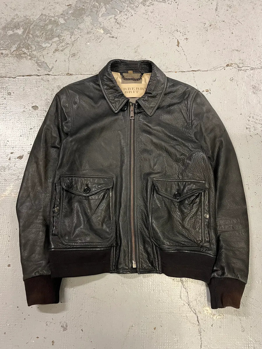 Burberry Black Cargo Pocket Black Premium Leather Jacket OsDDKvr 0