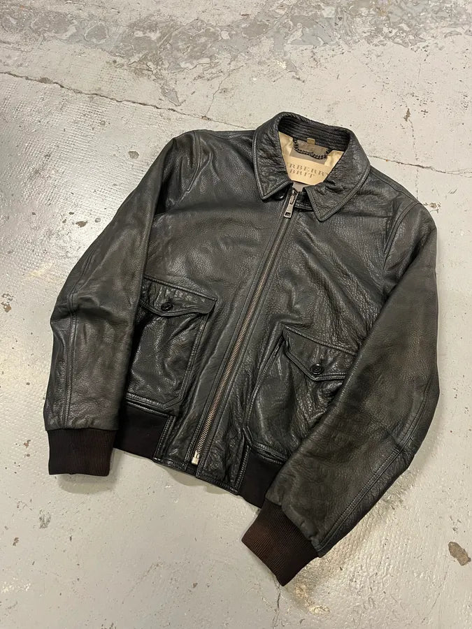 Burberry Black Cargo Pocket Black Premium Leather Jacket OsDDKvr 3