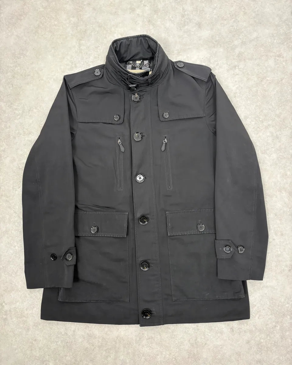 Burberry Black Classy Long Windbreaker Jacket PxRbWeU 0