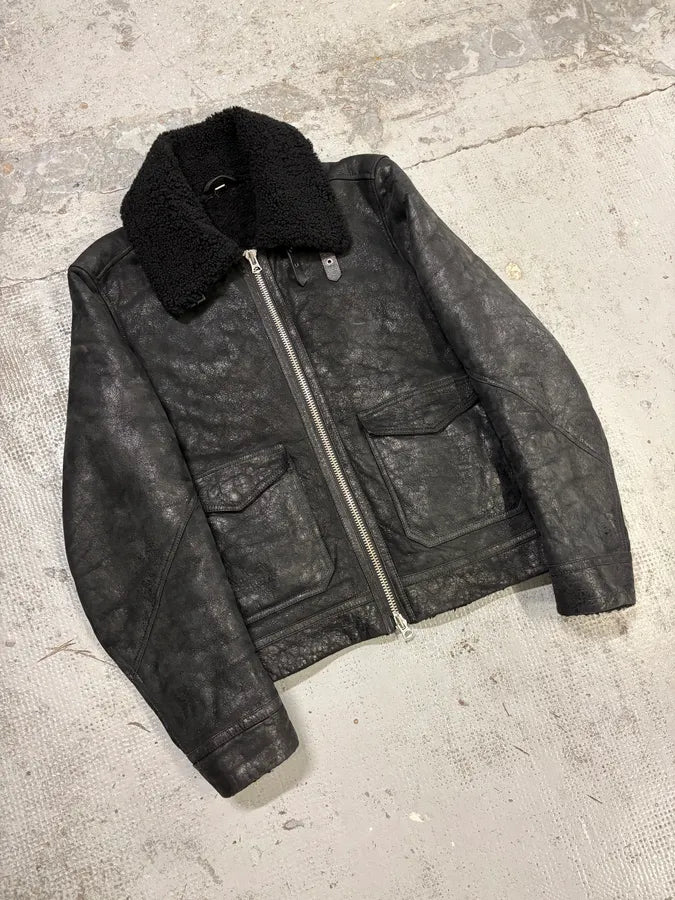 Burberry Black Shearling Pure Leather Jacket BjKSiRY 3