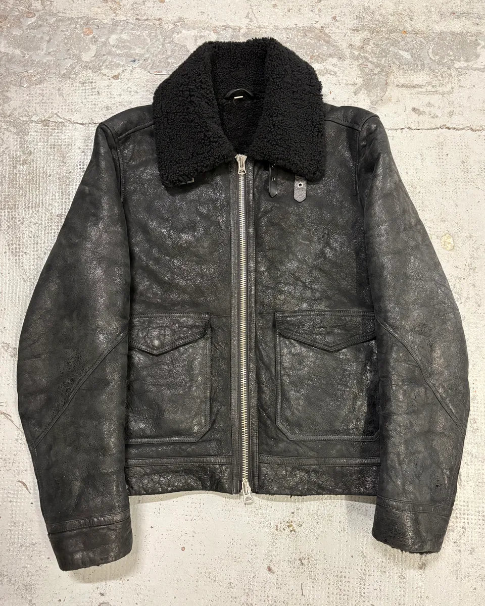 Burberry Black Shearling Pure Leather Jacket BjKSiRY 0