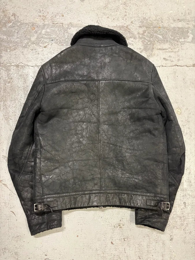 Burberry Black Shearling Pure Leather Jacket BjKSiRY 5