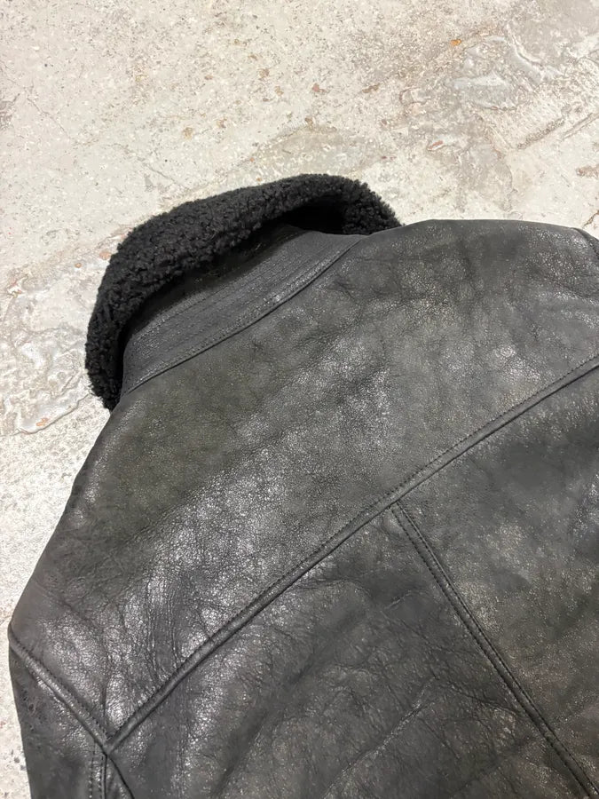 Burberry Black Shearling Pure Leather Jacket BjKSiRY 8