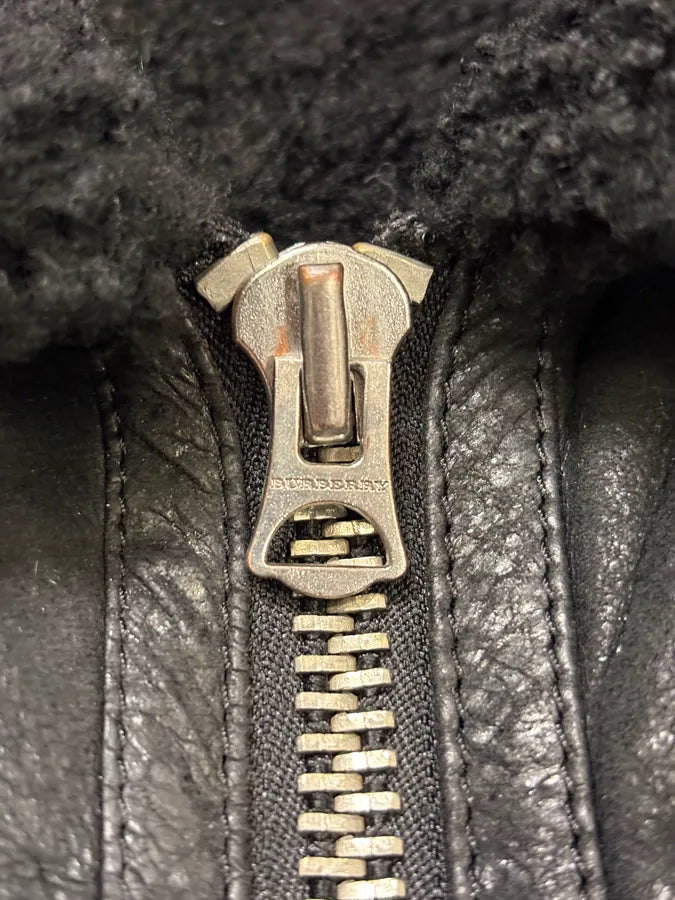 Burberry Black Shearling Pure Leather Jacket BjKSiRY 9