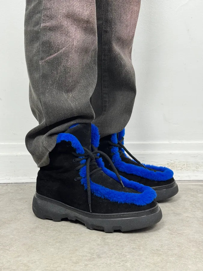 Burberry Black Suede Shearling Creeper Boots IgsjaFn 2