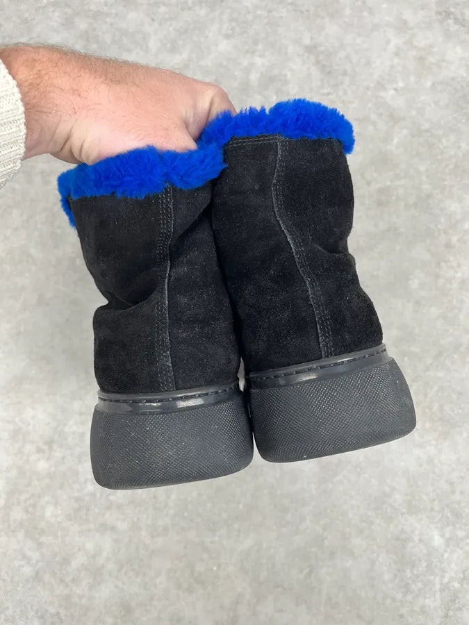 Burberry Black Suede Shearling Creeper Boots IgsjaFn 7