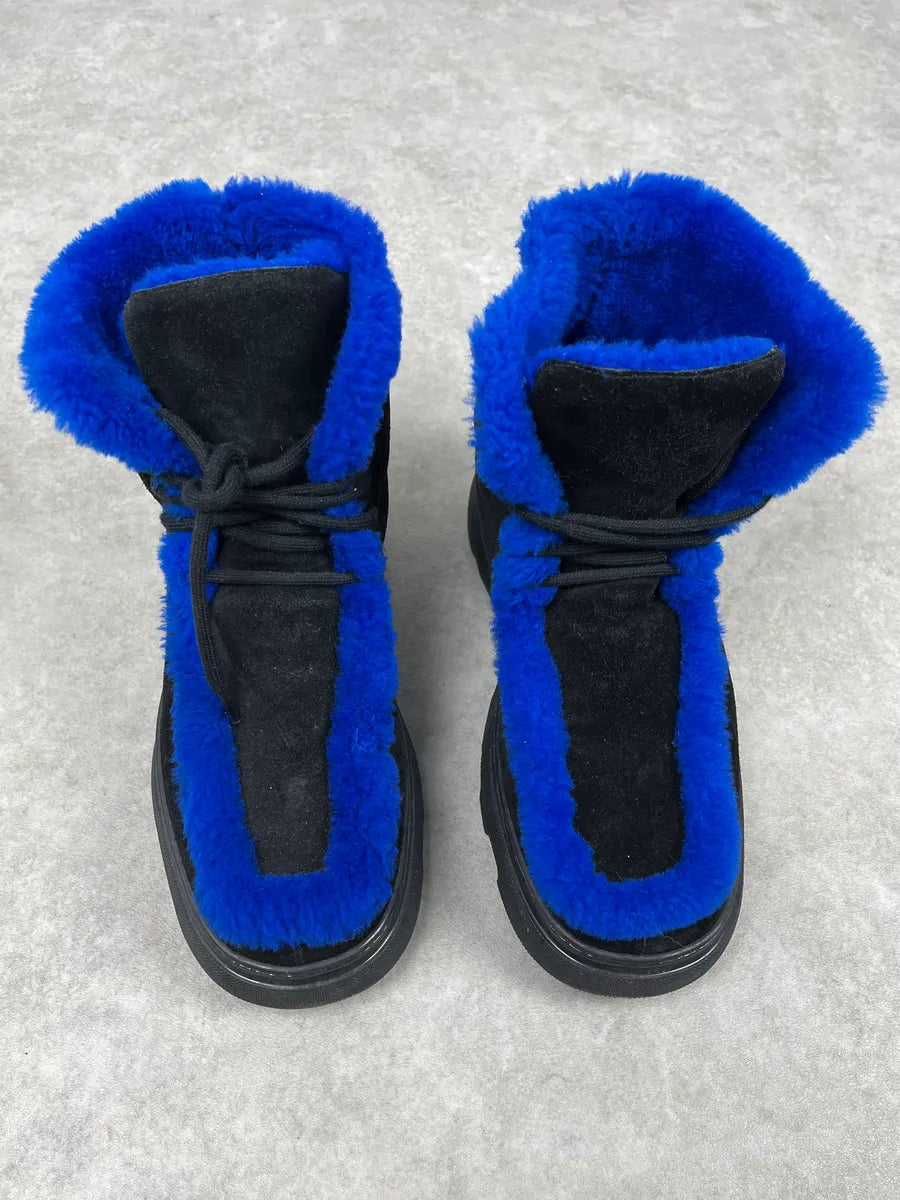 Burberry Black Suede Shearling Creeper Boots IgsjaFn 3