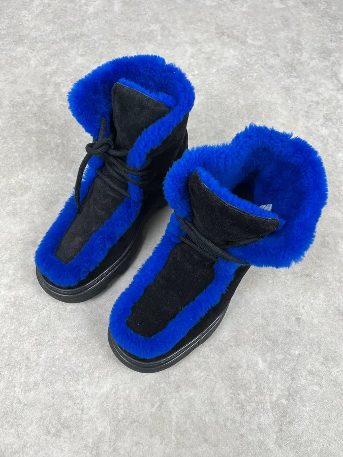 Burberry Black Suede Shearling Creeper Boots IgsjaFn 5