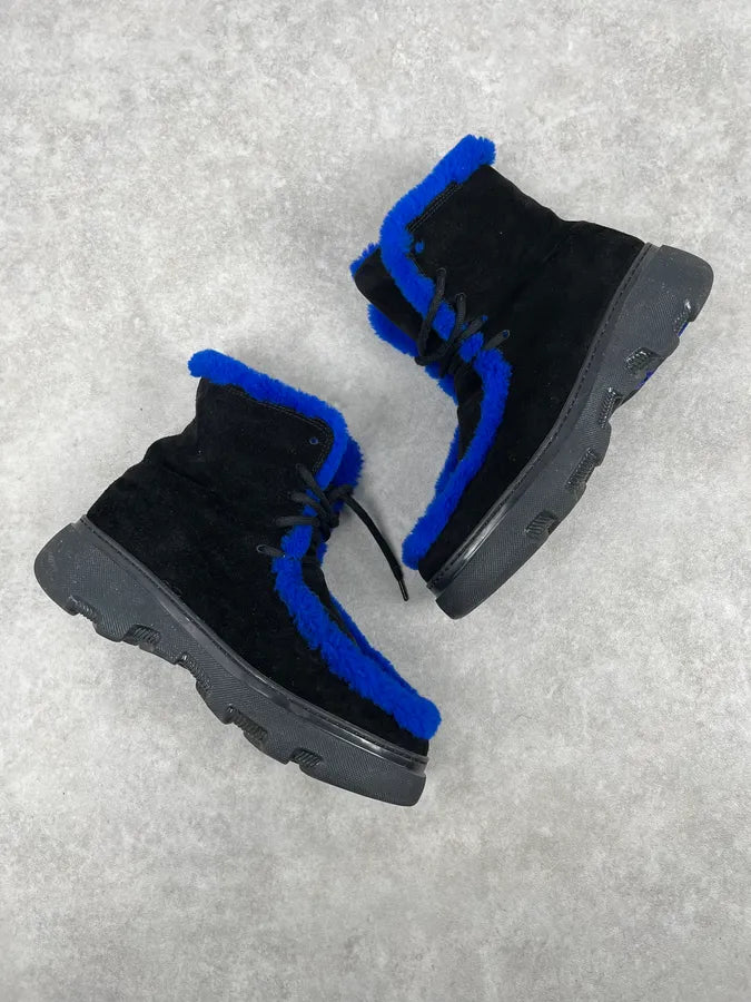 Burberry Black Suede Shearling Creeper Boots IgsjaFn 6