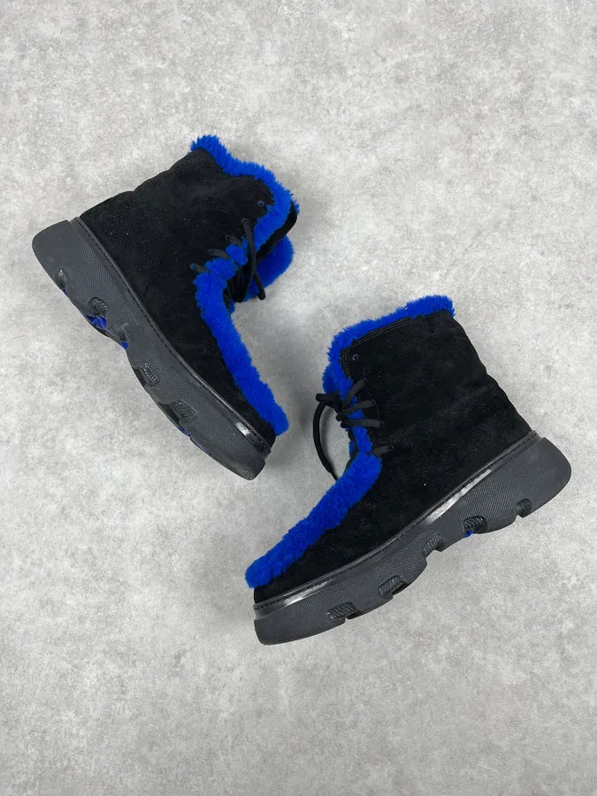 Burberry Black Suede Shearling Creeper Boots IgsjaFn 4