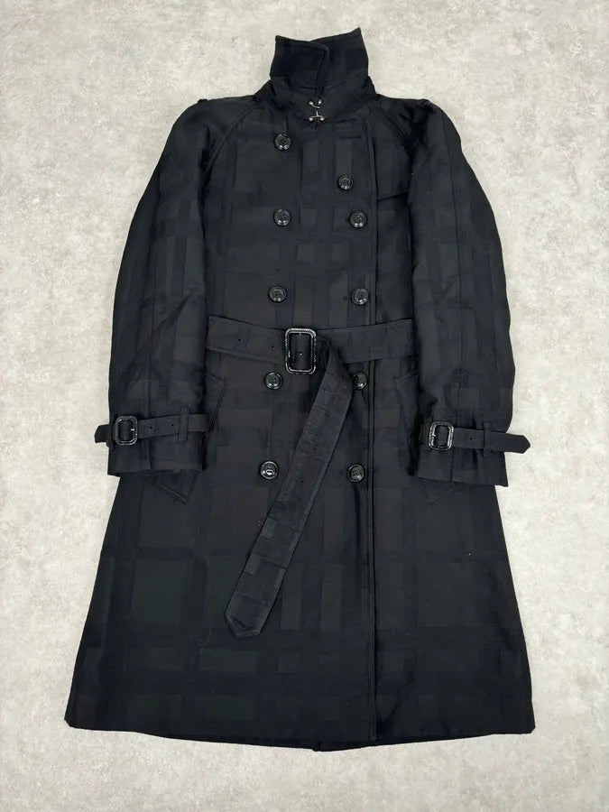 FW2009 Burberry Prorsum Black Wool Tonal Check Trench Coat gbcdpzc 3