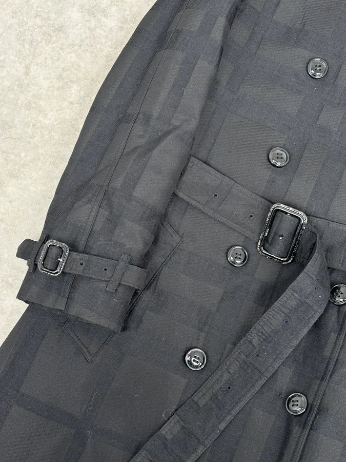 FW2009 Burberry Prorsum Black Wool Tonal Check Trench Coat gbcdpzc 8