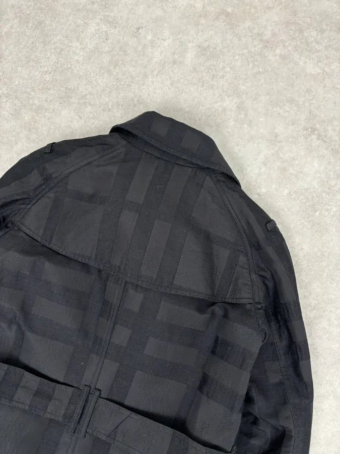 FW2009 Burberry Prorsum Black Wool Tonal Check Trench Coat gbcdpzc 6