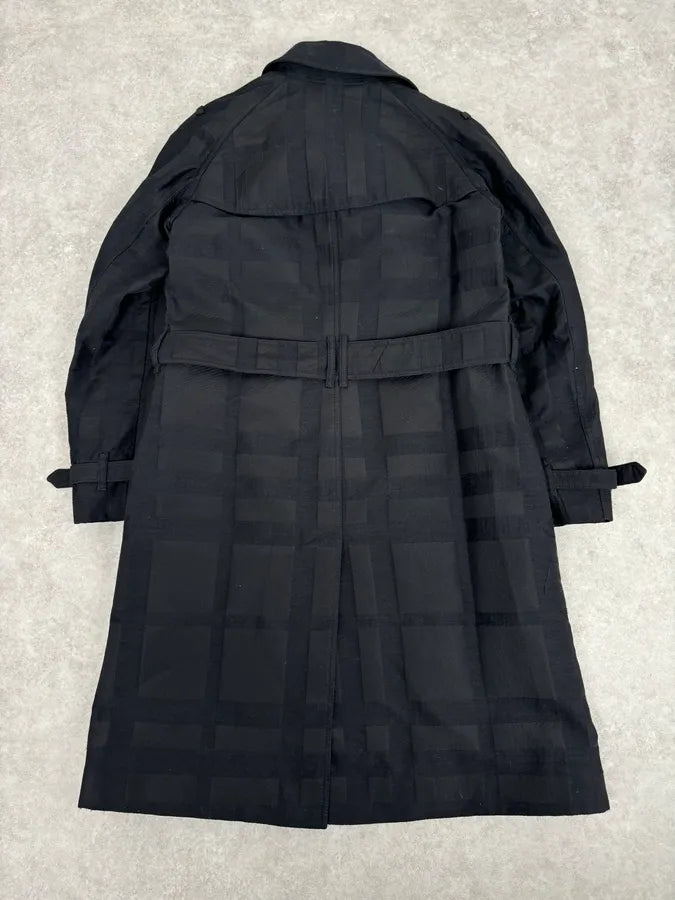 FW2009 Burberry Prorsum Black Wool Tonal Check Trench Coat gbcdpzc 5