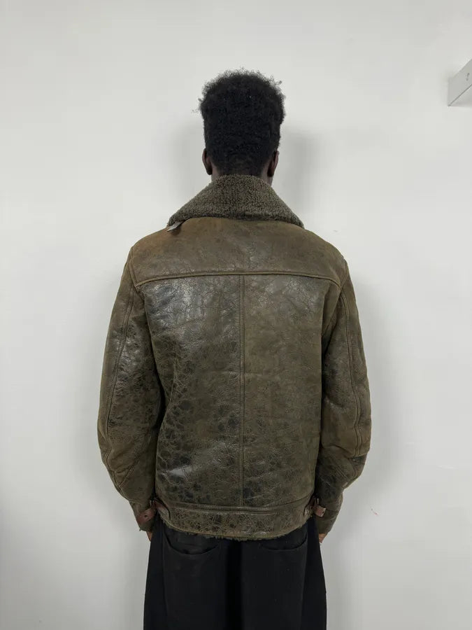 Burberry Brown Aviator Sheep Leather Eroded Jacket emIHSRB 2
