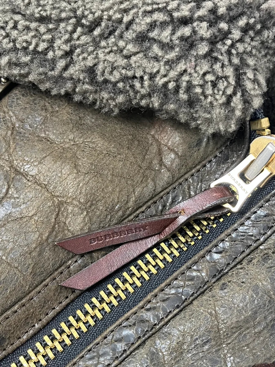 Burberry Brown Aviator Sheep Leather Eroded Jacket emIHSRB 9