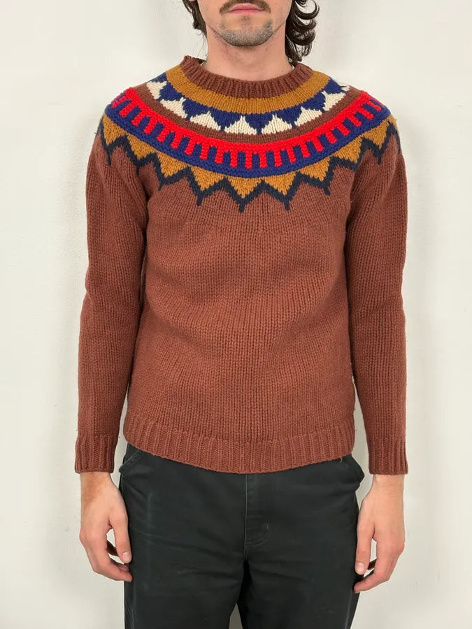 Burberry Brown Wool Fair Isle Crewneck Sweater YpdNeSa 1