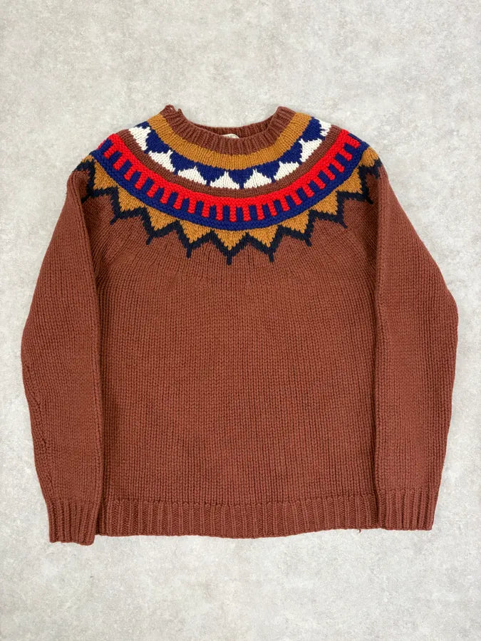 Burberry Brown Wool Fair Isle Crewneck Sweater YpdNeSa 0