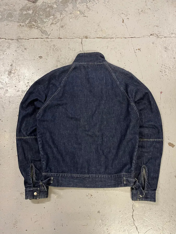 Burberry Dark Contrast Stitch Navy Denim Bomber Jacket vdGNune 7