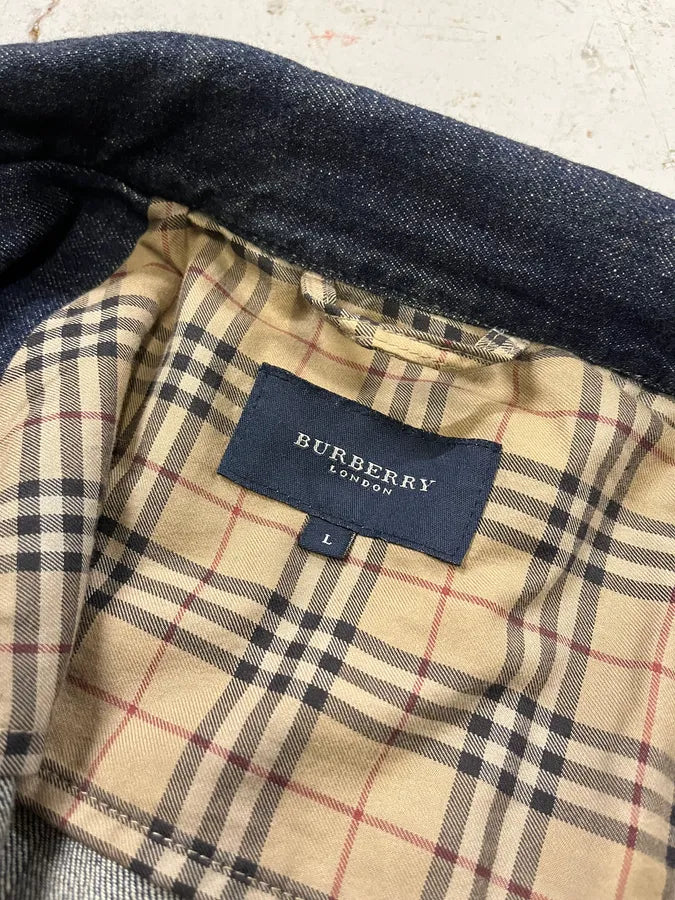 Burberry Dark Contrast Stitch Navy Denim Bomber Jacket vdGNune 9