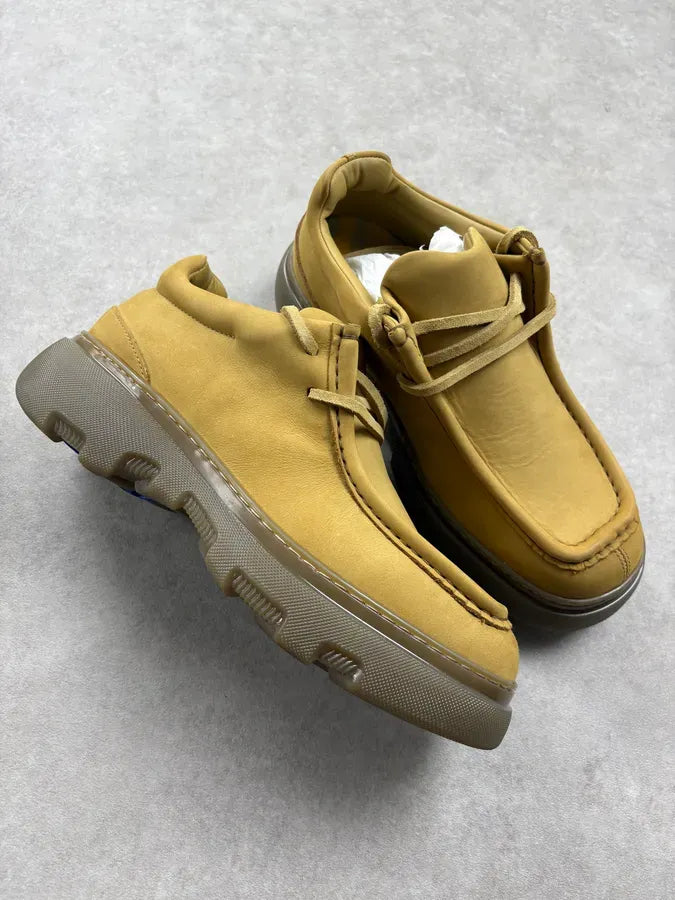 Burberry Mustard Leather Lace-Up Boat Shoes hDpakHZ 4